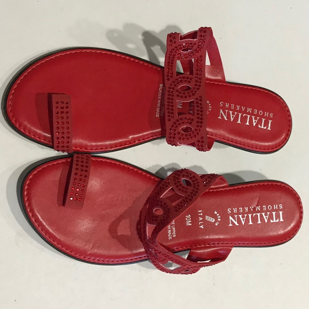 NWOT Italian Shoemakers Red Rhinestone Sandal